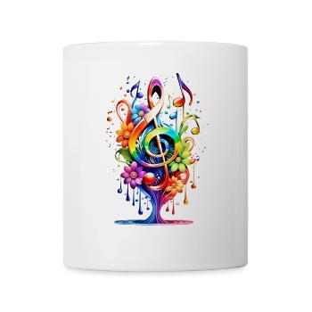 Musique, clé colorée avec des feuilles sur le lac. - Mug blanc - blanc - Devant