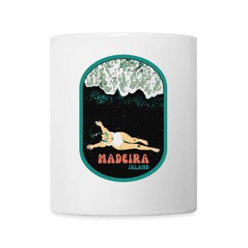 Illustration Badestrand mit schwarzem Sand, Madeira - Tasse - Weiß - Vorne