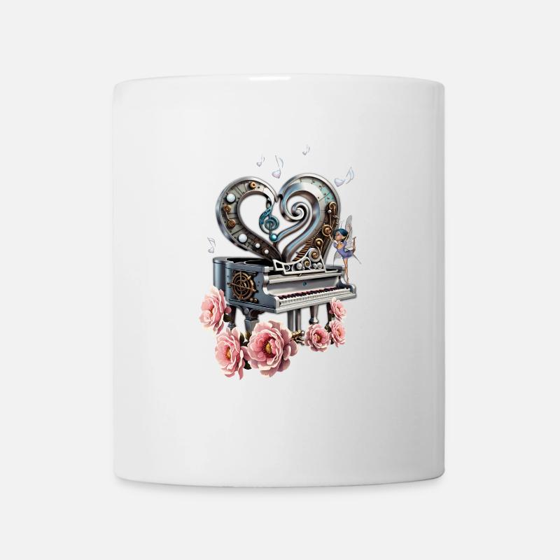 Steampunk Klavier mit Herz - Tasse - Weiß
