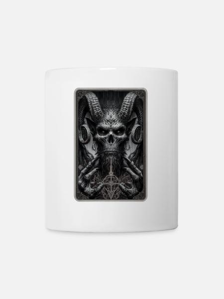 Dämon mit Hörnern und Pentagramm - Tasse - Weiß