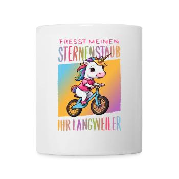 Süßes Einhorn auf Fahrrad - Tasse - Weiß - Vorne