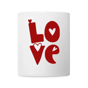 Liebesdesign mit Herzen im Buchstaben - Tasse - Weiß - Vorne