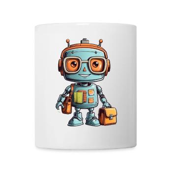 Petit robot avec cartable premier jour d’école - Mug blanc - blanc - Devant
