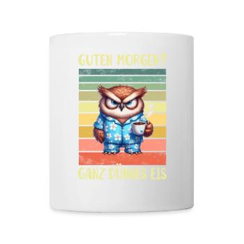 Eule Morgenmuffel - Tasse - Weiß - Vorne