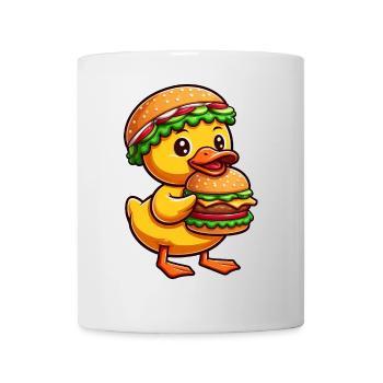 Lustige Ente Cartoon Fast Food Burger - Tasse - Weiß - Vorne