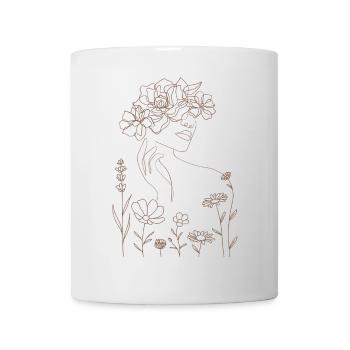 Selflove Line Art mit zarten Blumen - Tasse - Weiß - Vorne