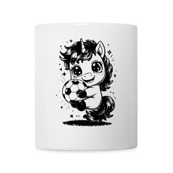 süsses Einhorn mit Fussball - Tasse - Weiß - Vorne