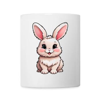 Niedliche Cartoon Kinder Hase Kaninchen - Tasse - Weiß - Vorne