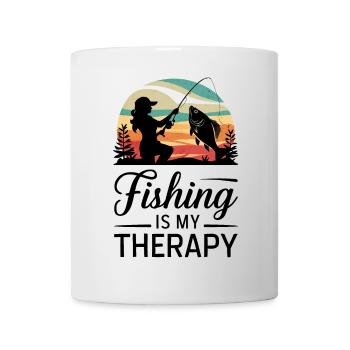 Fishing is my Therapy - Sonnenuntergang - Tasse - Weiß - Vorne