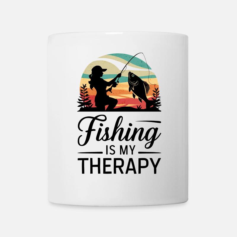 Fishing is my Therapy - Sunset - Mug - white