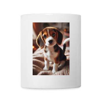 Adorable Beagle Puppy on Cozy Blanket - Mug - white - Front