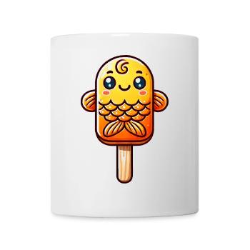 Une glace en forme de poisson rouge souriant - Mug blanc - blanc - Devant