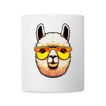 Alpaka mit Sonnenbrille - Tasse - Weiß - Vorne