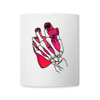Heart in skeleton hand - Mug - white - Front