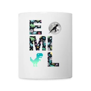 EMIL - Beautiful boy name with dinosaur - Mug - white - Front