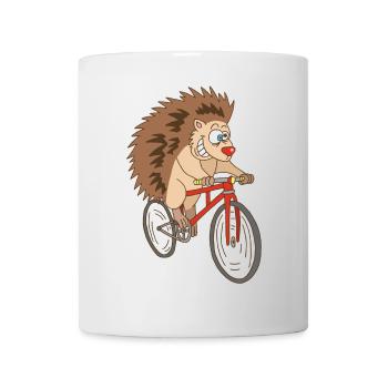 Igel auf dem Fahrrad - Tasse - Weiß - Vorne