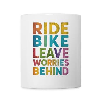 Rad fahren - Sorgen hinter sich lassen - Tasse - Weiß - Vorne