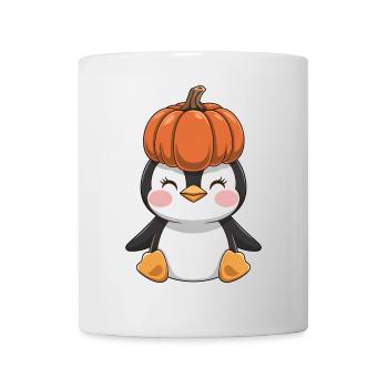 Cute Halloween Penguin with Pumpkin in October - Mug - white - Front