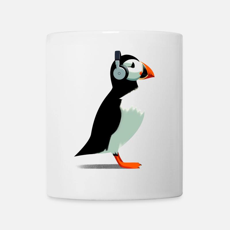 Puffins with headphones - Mug - white
