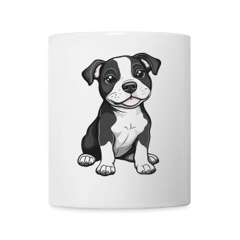 Pitbul Terrier Hund Comic Niedlich Pit - Tasse - Weiß - Vorne