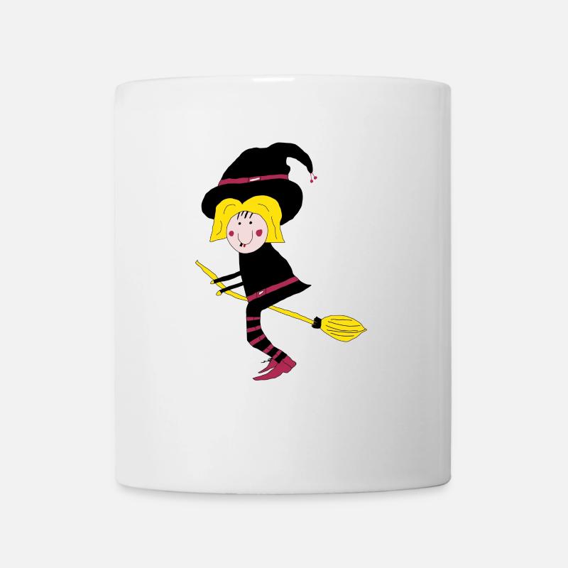 Hexe auf der Besen - Tasse - Weiß