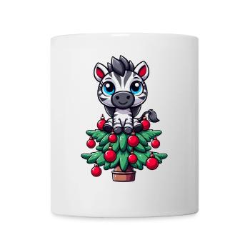 Lustiges Zebra Weihnachtsbaum Skurril Tannenbaum - Tasse - Weiß - Vorne