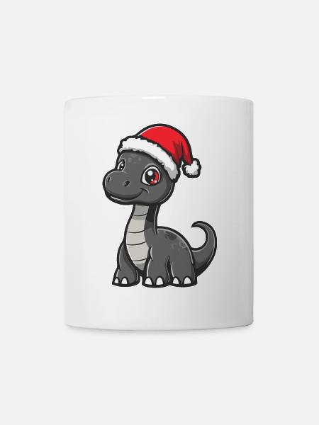 Dinosaure Brontosaure Noël Mignon - Mug blanc - blanc