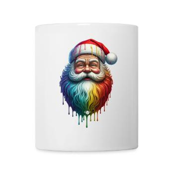 09 Weihnachtsmann Regenbogen Farben Farbtropfen - Tasse - Weiß - Vorne