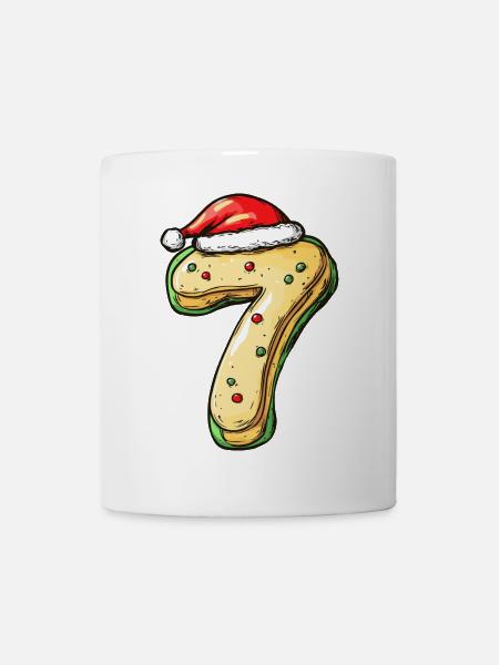 7 Zahl Weihnachten Keks - Tasse - Weiß