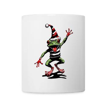 Tanzender Frosch mit Weihnachtsmütze - Tasse - Weiß - Vorne