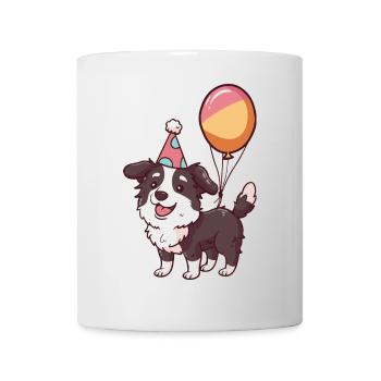 Border Collie Chiens Anniversaire Bande dessinée Mignon - Mug blanc - blanc - Devant