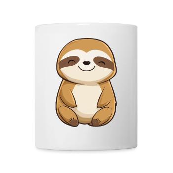 Cute Relaxed Happy Sloth - Adorable Cartoon Design - Mug - white - Front