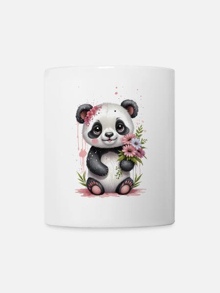 Kawaii Panda kukilla - akvarelli - Muki - valkoinen