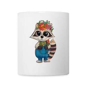 Flower Wreath Raccoon - Mug - white - Front