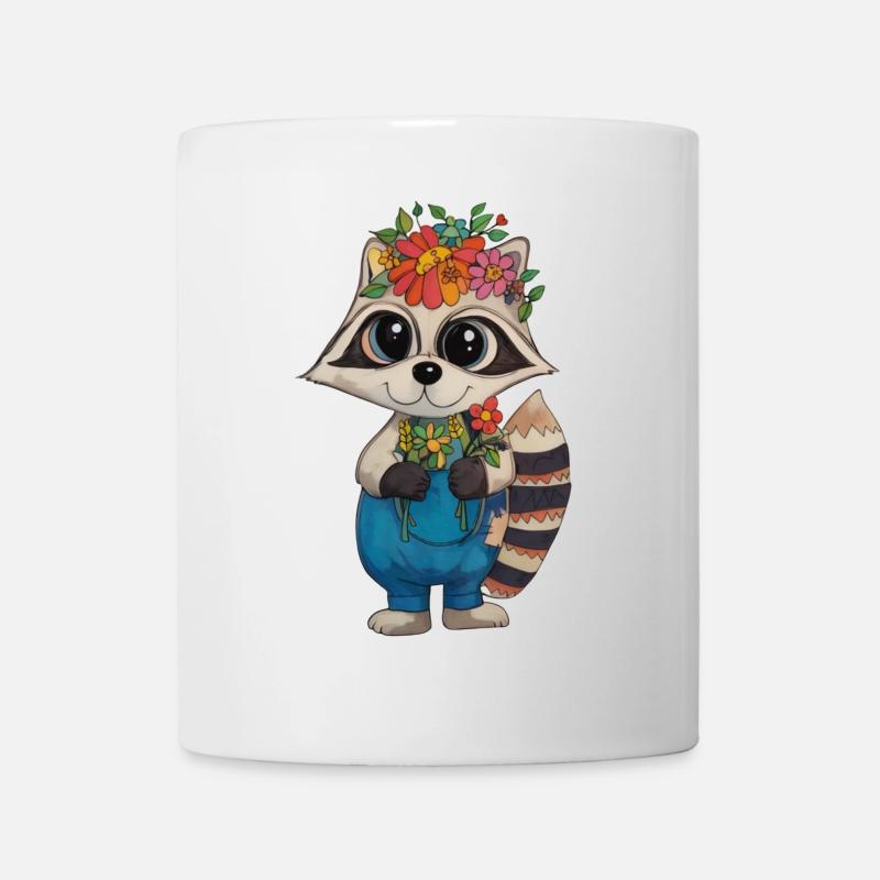 Blumenkranz Waschbär - Tasse - Weiß