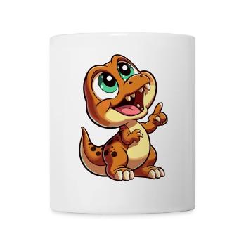 T-Rex Baby Dino Babydino zeigt nach oben Geschenk - Tasse - Weiß - Vorne