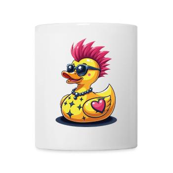 Canard punk cool avec cœur - Mug blanc - blanc - Devant