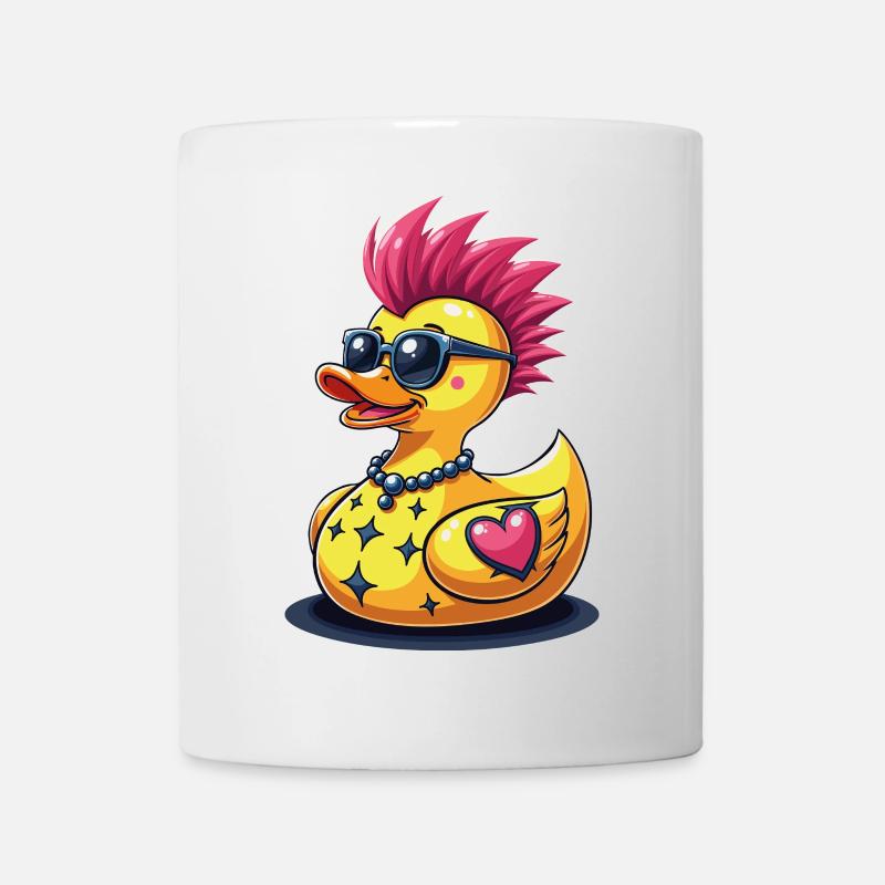 Coole Punk-Ente mit Herz - Tasse - Weiß