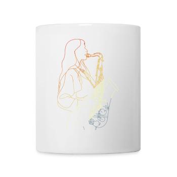 Vintage Saxophonistin Skizze - Tasse - Weiß - Vorne