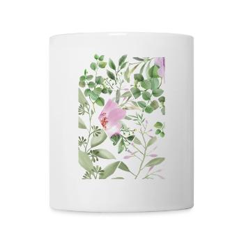 Aquarelle Pink Blossom Botanicals - Mug blanc - blanc - Devant