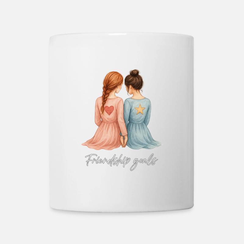 Girlfriends Watercolor – Redhead & Brunette Back - Mug - white
