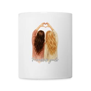 Best friends heart pose brunette and blonde - Mug - white - Front