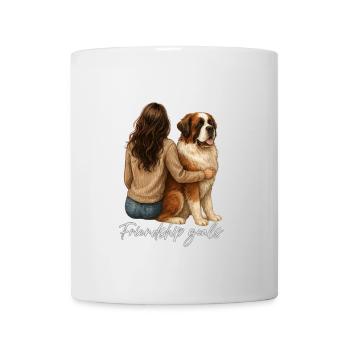 Femme brune avec Saint-Bernard – Objectifs d’amitié - Mug blanc - blanc - Devant