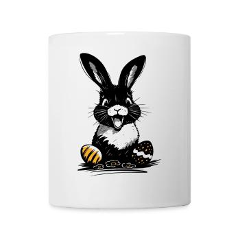Happy Easter bunny with colorful Easter eggs - Mug - white - Front