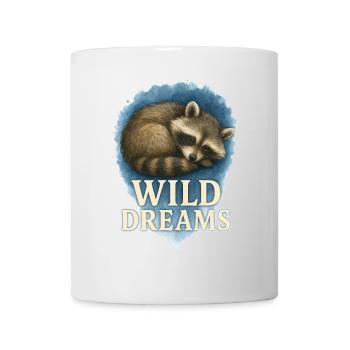 Wild Dreams - Aquarelle de raton laveur endormi - Mug blanc - blanc - Devant