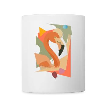 Flamant rose dans un style géométrique-abstrait - Mug blanc - blanc - Devant