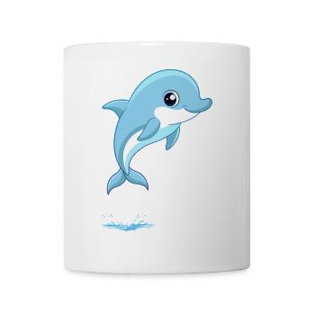 Baby blue dolphin jumping out of the water - Mug - white - Front