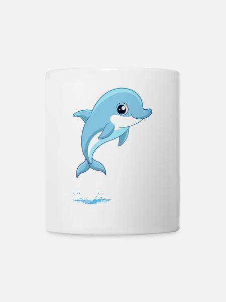 Babyblå delfin hopper ut av vannet - Kopp - hvit