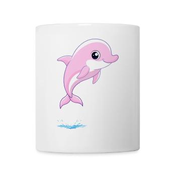 Babyrosa Delfin, der aus dem Wasser springt - Tasse - Weiß - Vorne