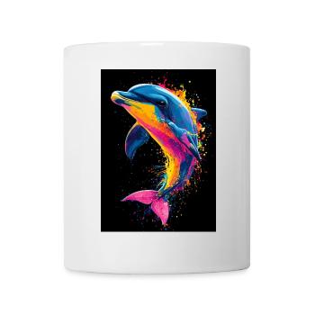 Delfin Pop Art Bunt - Tasse - Weiß - Vorne